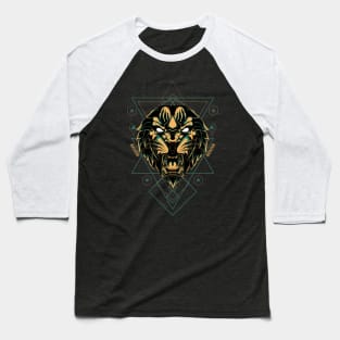 Geometric Fierce Lion Baseball T-Shirt